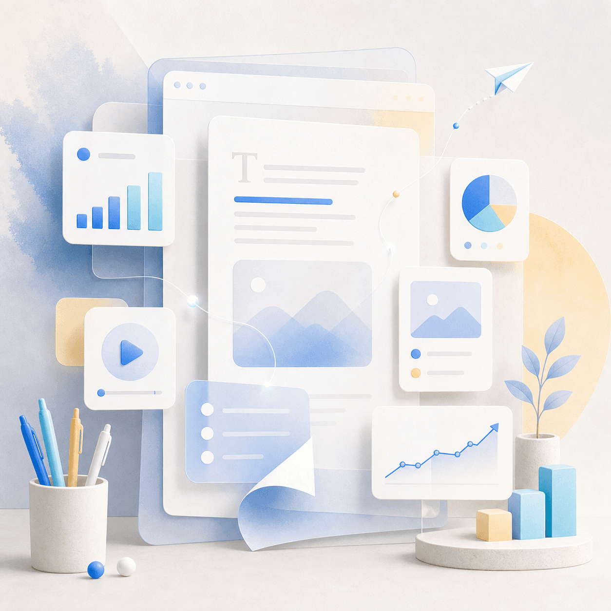 Abstract illustration of AI-assisted marketing planning