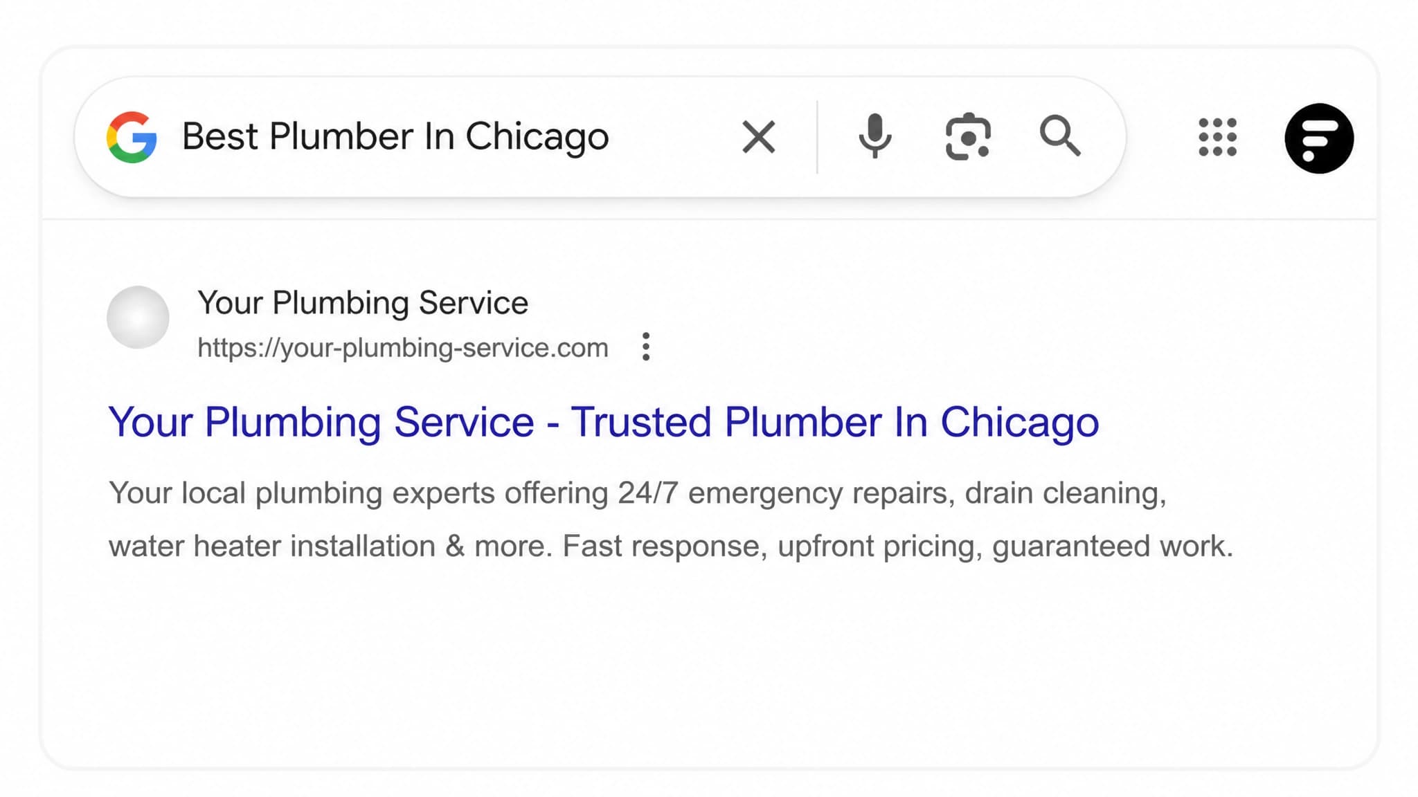 Google search result preview for an optimized service page